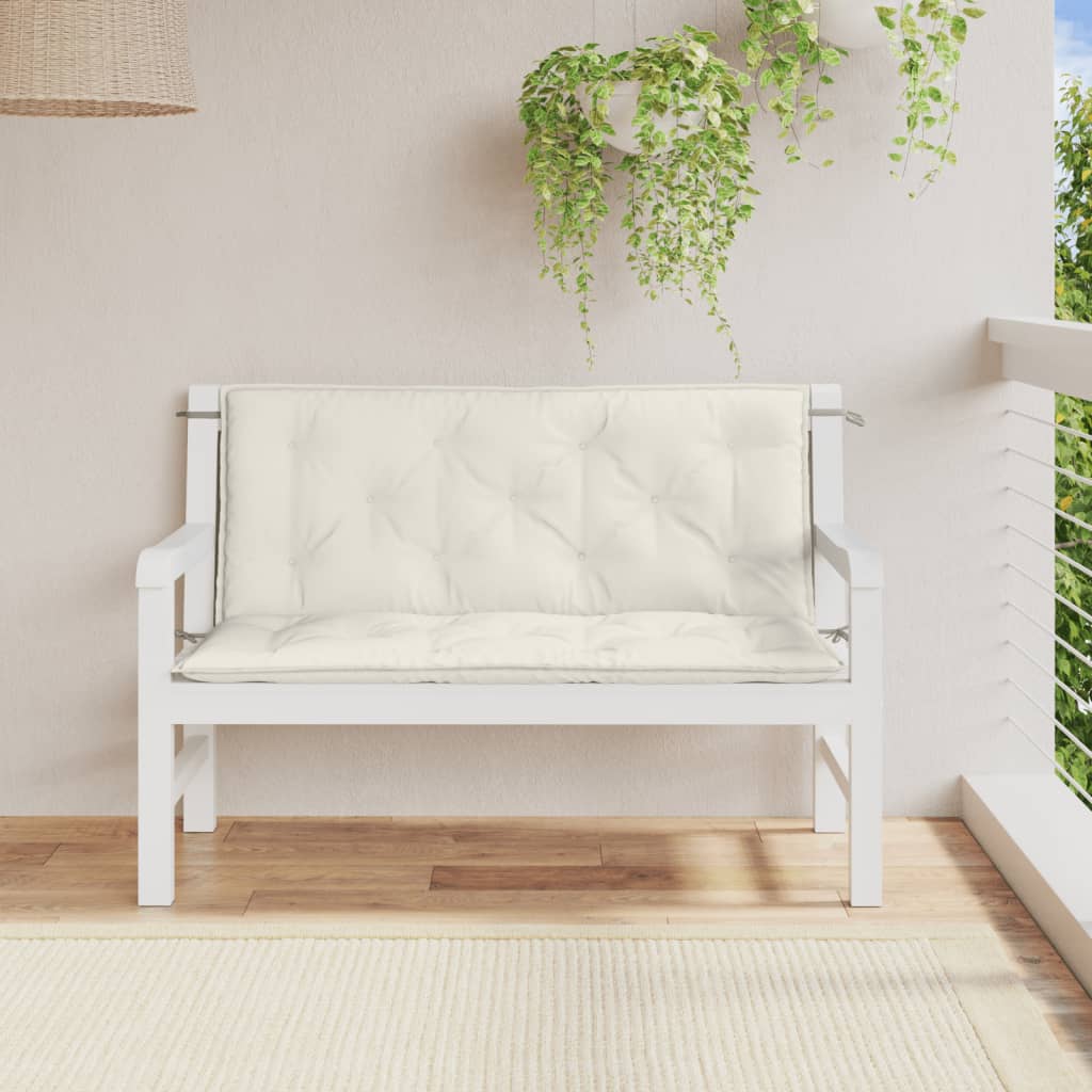 Garden Bench Cushions 2pcs Cream Mélange 120x50x7 cm in Fabric