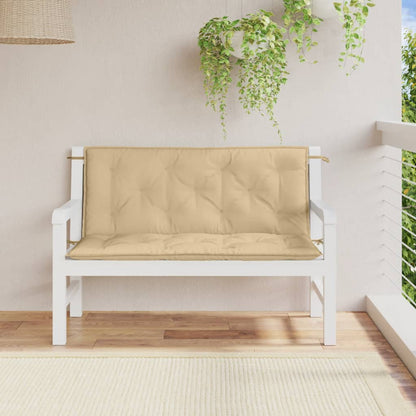 Gartenbankkissen 2 Stück Beige Mélange 120x50x7 cm aus Stoff