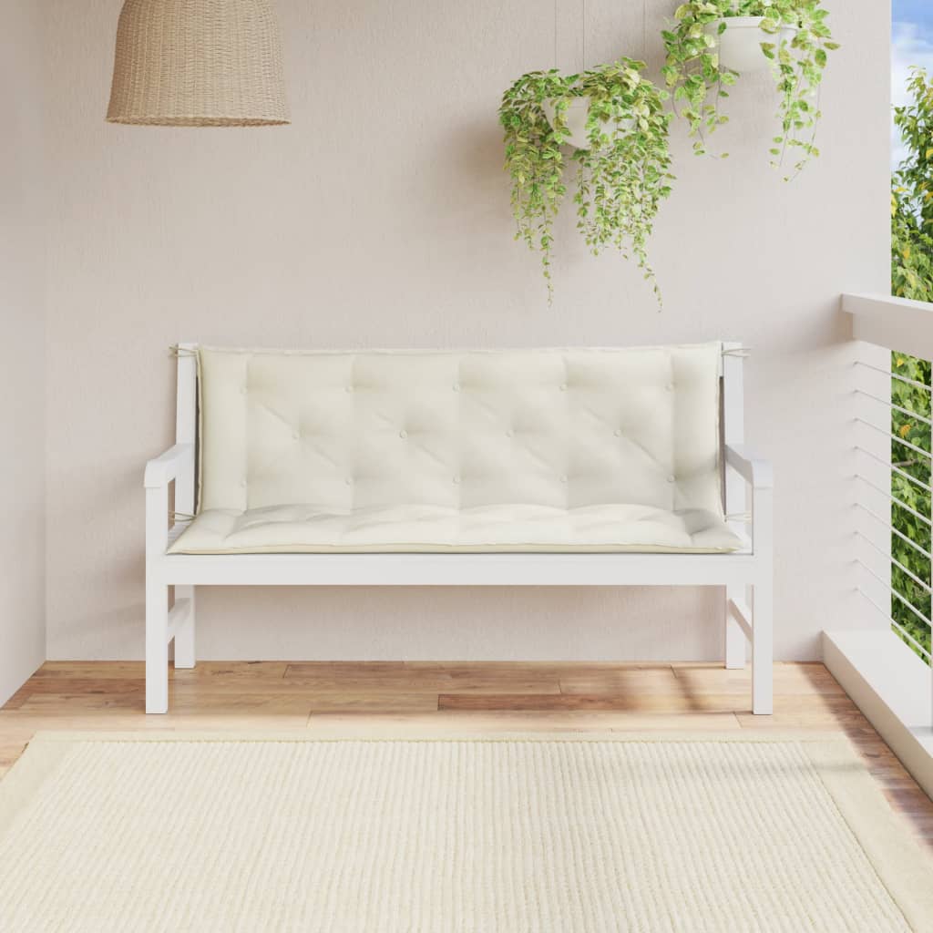 Garden Bench Cushions 2pcs Cream Mélange 150x50x7 cm Fabric