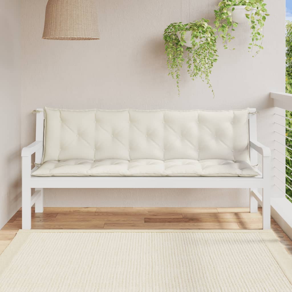 Cuscini Panca Giardino 2pz Crema Mélange 180x50x7 cm Tessuto