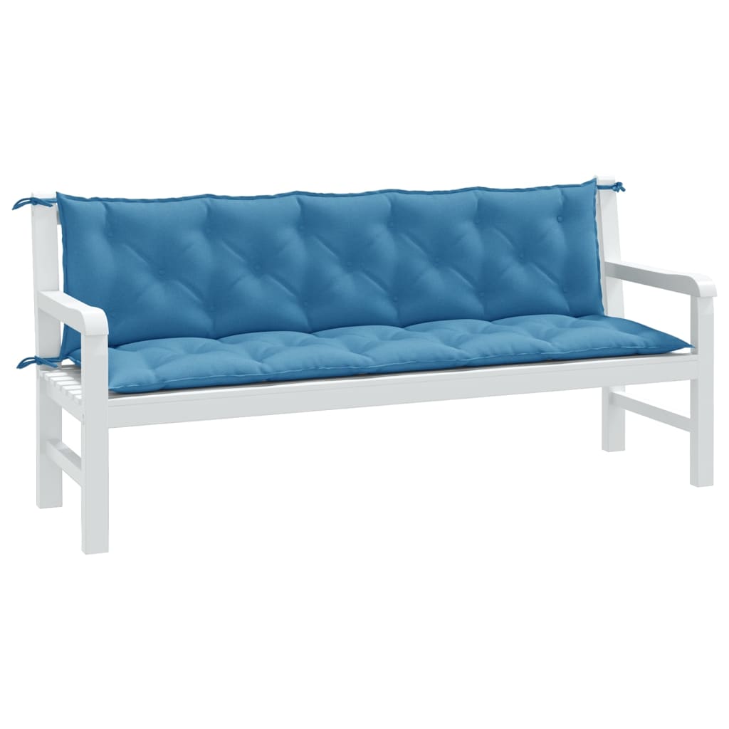 Cuscini Panca Giardino 2pz Blu Mélange 180x50x7 cm Tessuto | homemem39