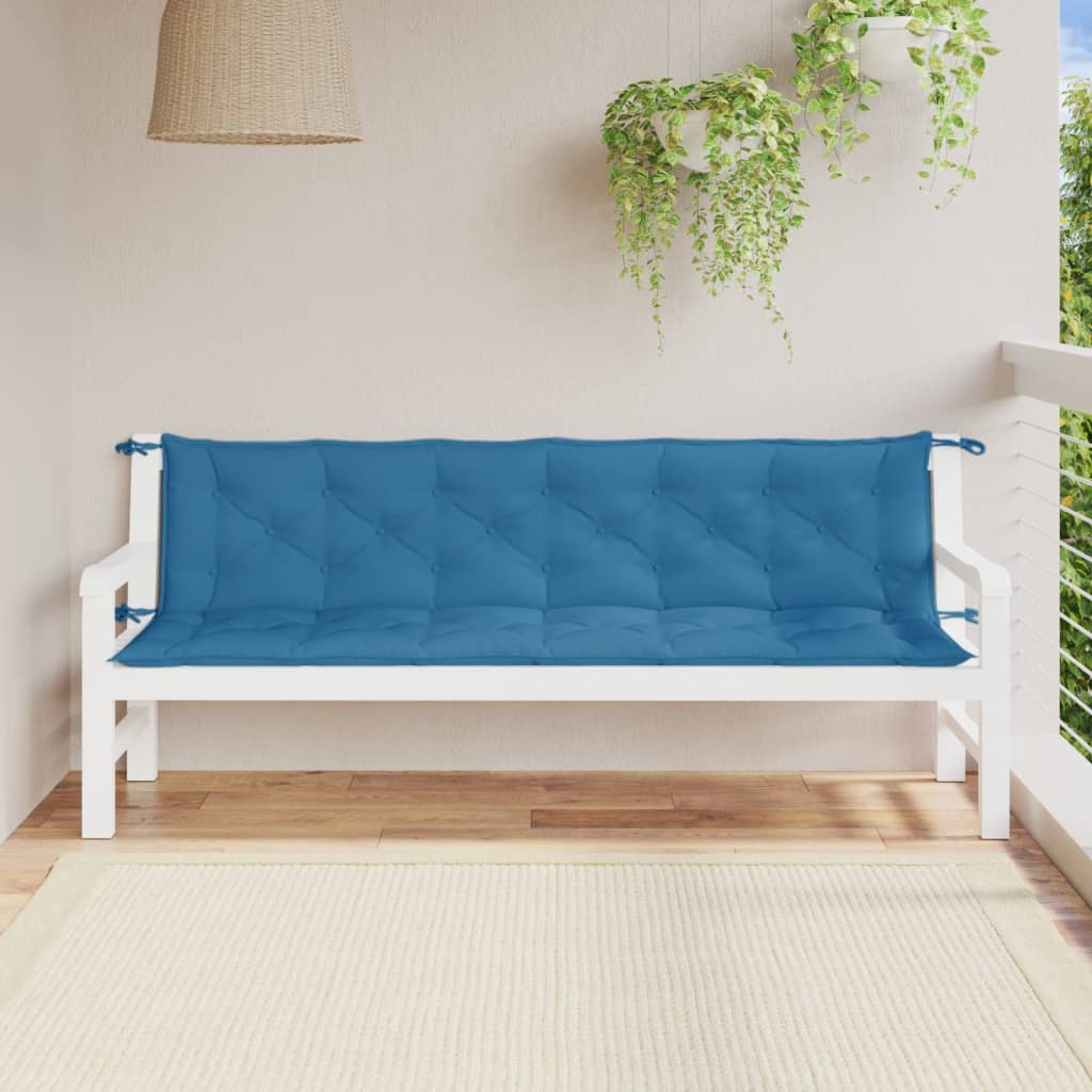 Cuscini Panca Giardino 2pz Blu Mélange 200x50x7 cm Tessuto