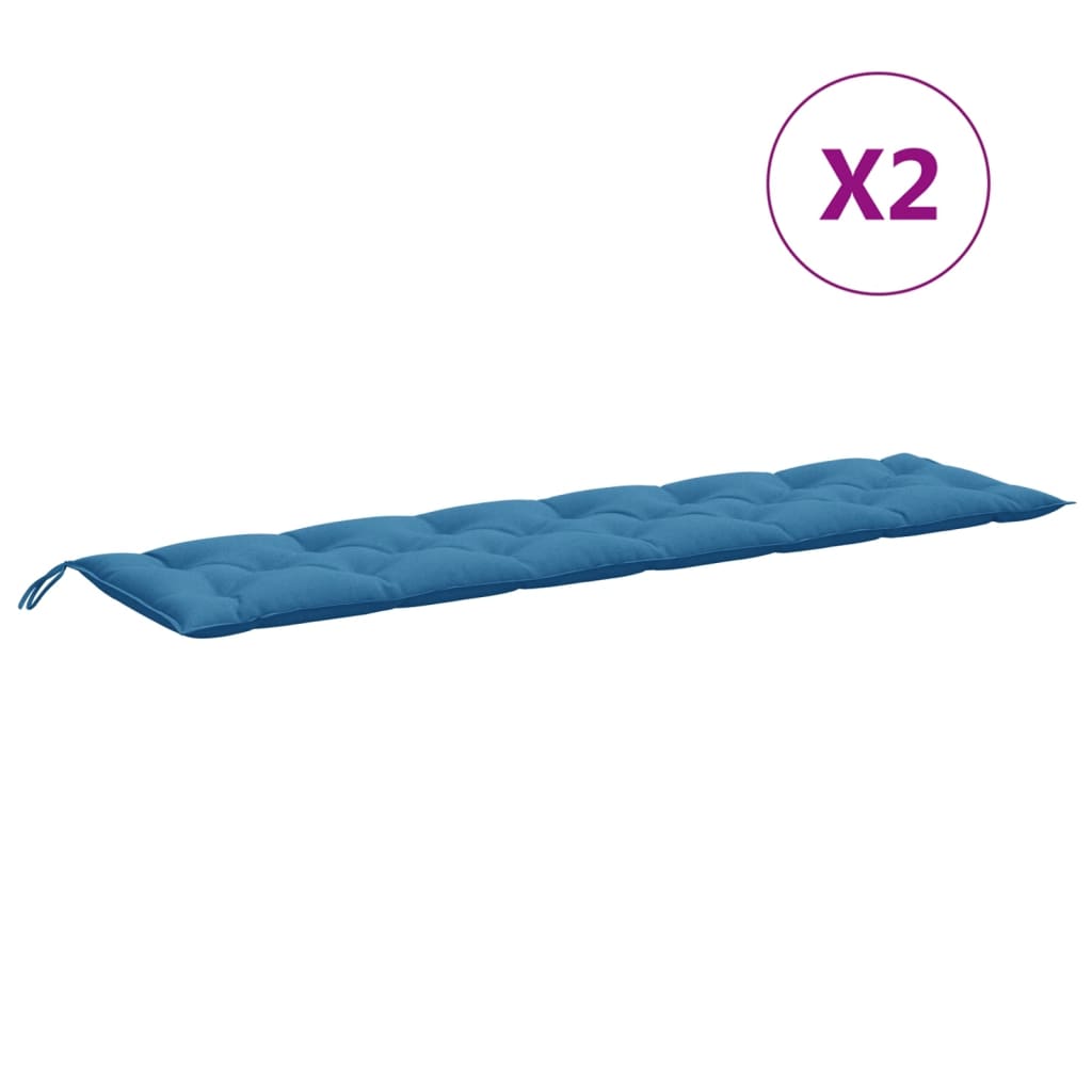 Cuscini Panca Giardino 2pz Blu Mélange 200x50x7 cm Tessuto