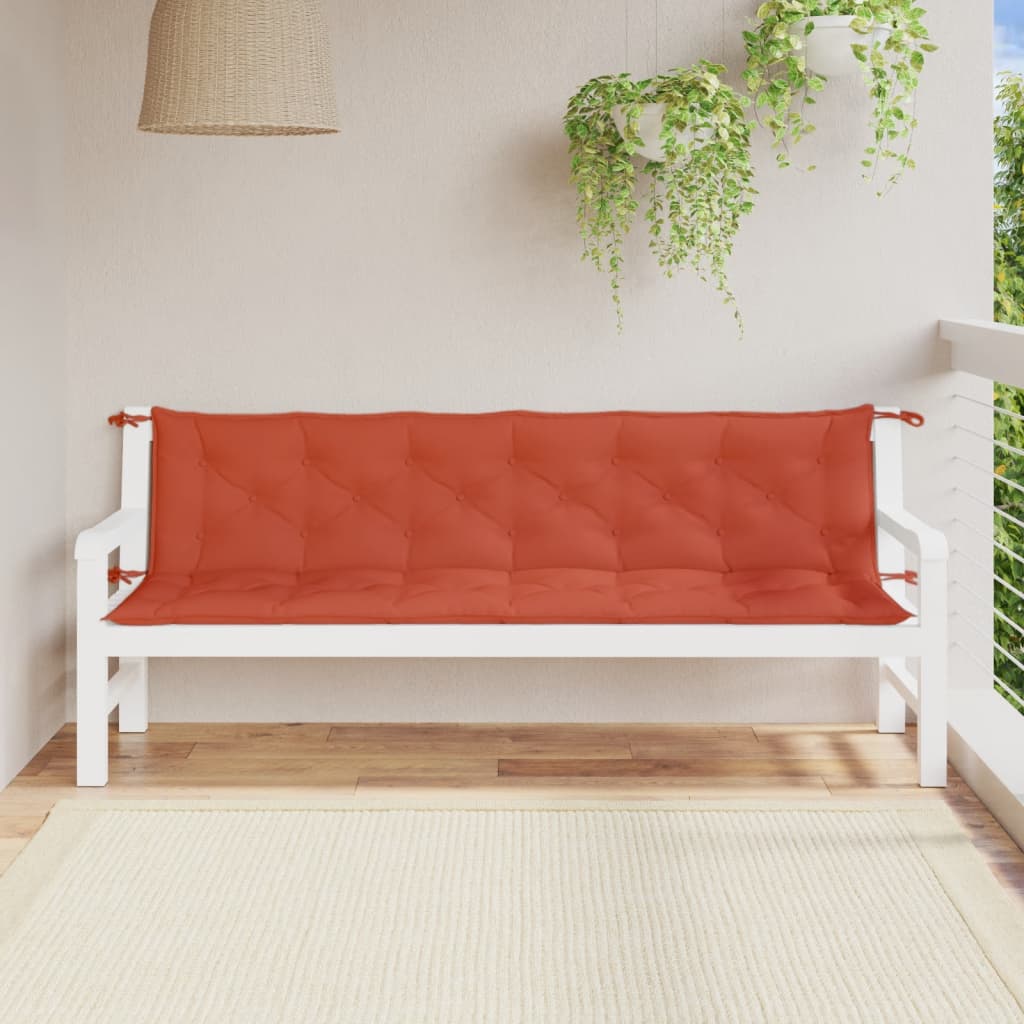 Cuscini Panca Giardino 2pz Rosso Mélange 200x50x7 cm Tessuto