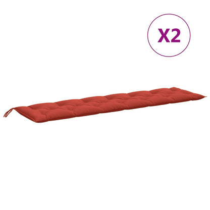 Cuscini Panca Giardino 2pz Rosso Mélange 200x50x7 cm Tessuto