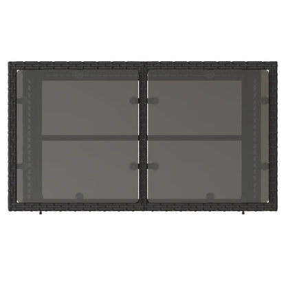 Set Divani da Giardino 4 pz con Cuscini Nero Polyrattan Vetro