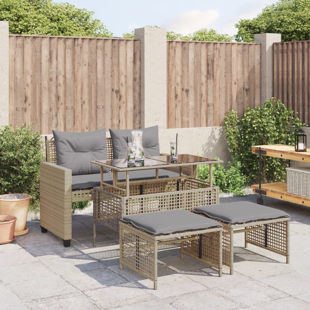 Set Divano da Giardino 4 pz con Cuscini