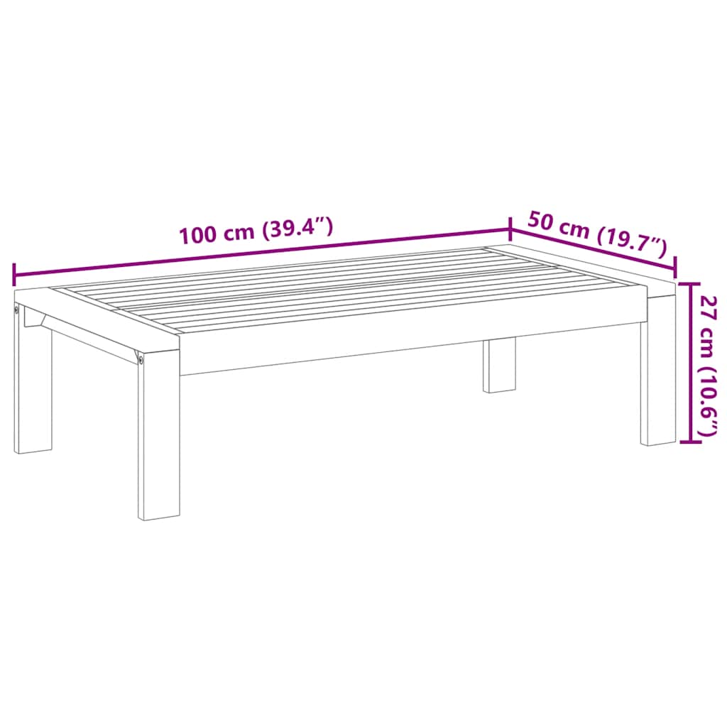 Tavolo da Giardino 100x50x27 cm in Legno Massello di Acacia | homemem39