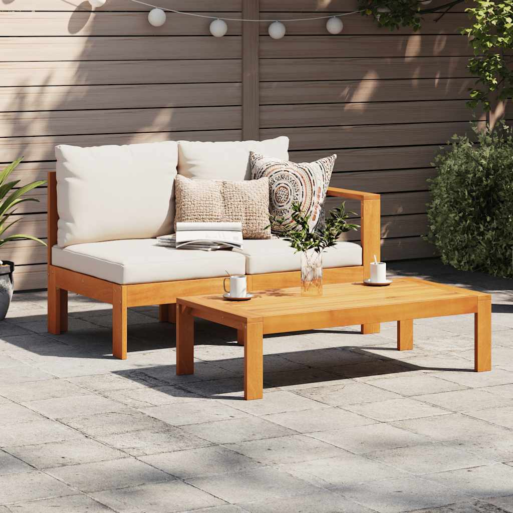 Divano Giardino con 1 Bracciolo 2 Posti Legno Massello Acacia | homemem39