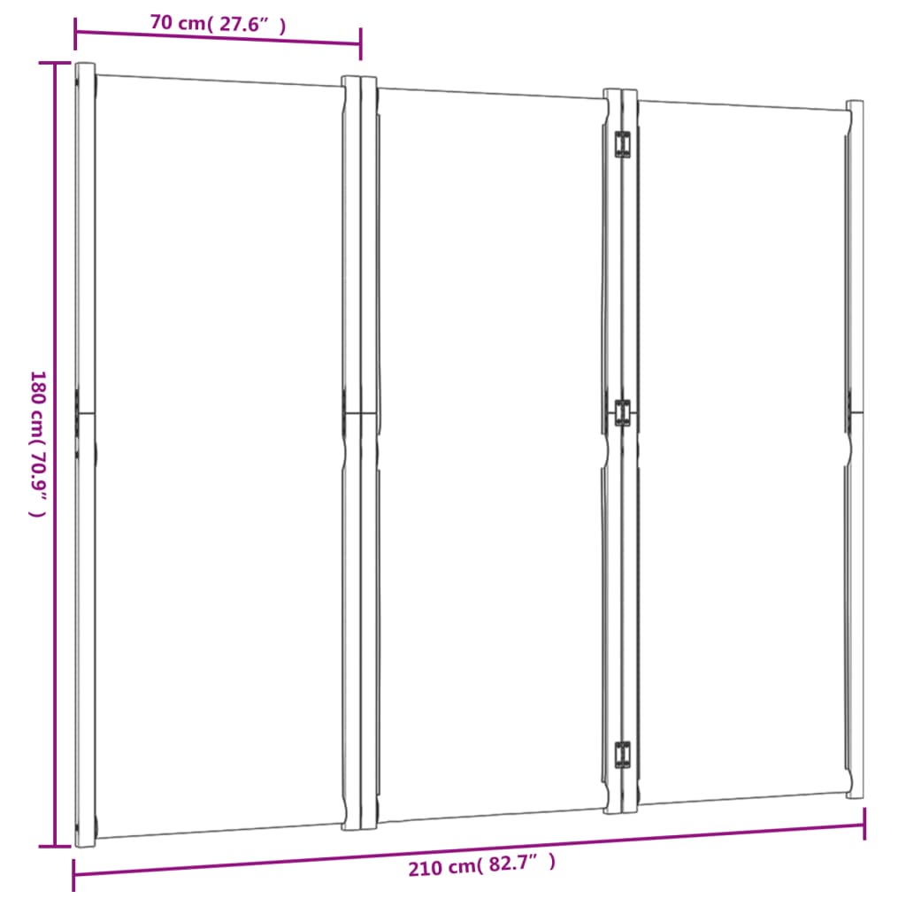 Dark Blue 3-Panel Divider 210x180 cm