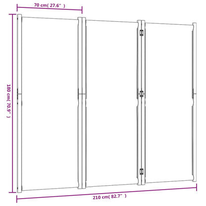 3-panel divider in dove gray 210x180 cm