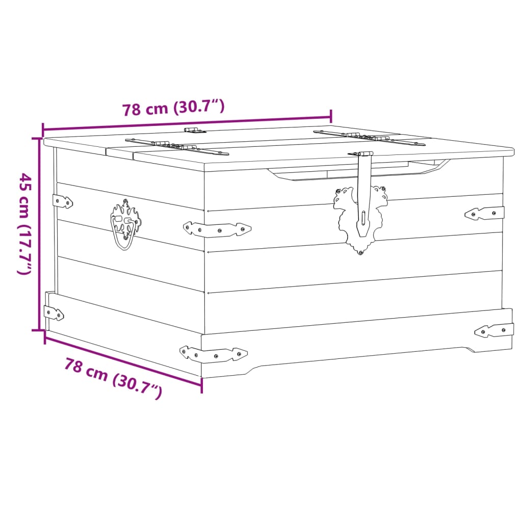 Scatola Portaoggetti Corona 78x78x45 cm Legno Massello di Pino - homemem39