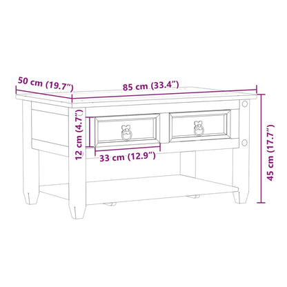 Tavolino con Cassetti Corona 85x50x45 cm Legno Massello di Pino | homemem39