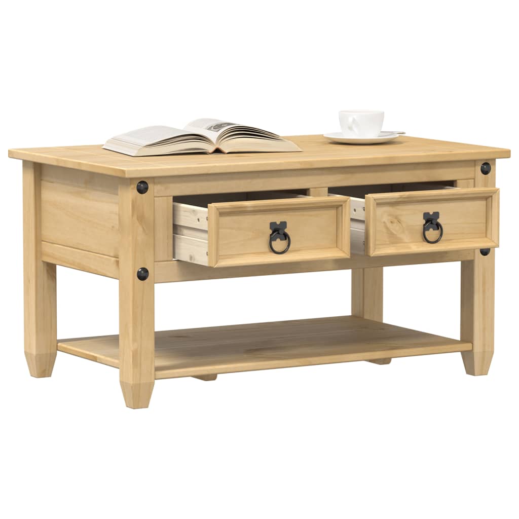 Tavolino con Cassetti Corona 85x50x45 cm Legno Massello di Pino | homemem39
