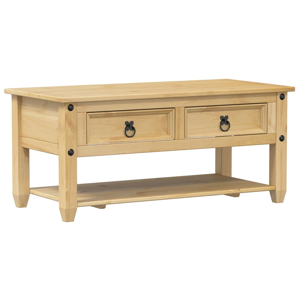 Tavolino con Cassetti Corona 100x48x45cm Legno Massello di Pino | homemem39