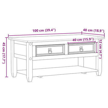 Tavolino con Cassetti Corona 100x48x45cm Legno Massello di Pino | homemem39