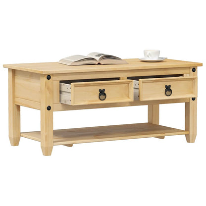 Tavolino con Cassetti Corona 100x48x45cm Legno Massello di Pino | homemem39