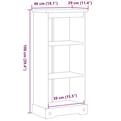 Libreria Corona 46x29x100 cm in Legno Massello di Pino | homemem39
