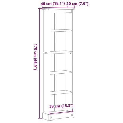Libreria Corona 46x20x170 cm in Legno Massello di Pino | homemem39