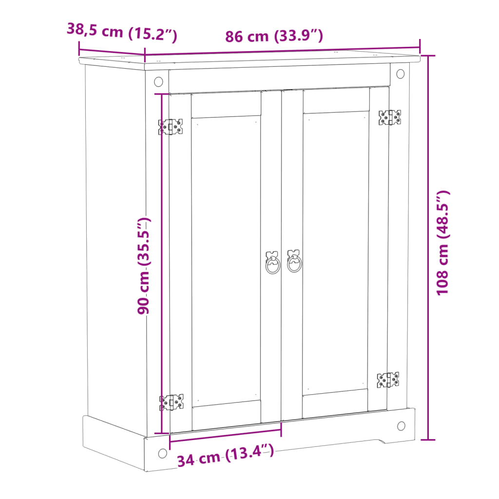 Scarpiera Corona 86x38,5x108 cm in Legno Massello di Pino