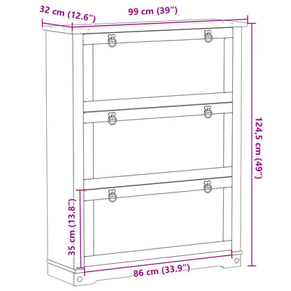 Scarpiera Corona 99x32x124,5 cm in Legno Massello di Pino