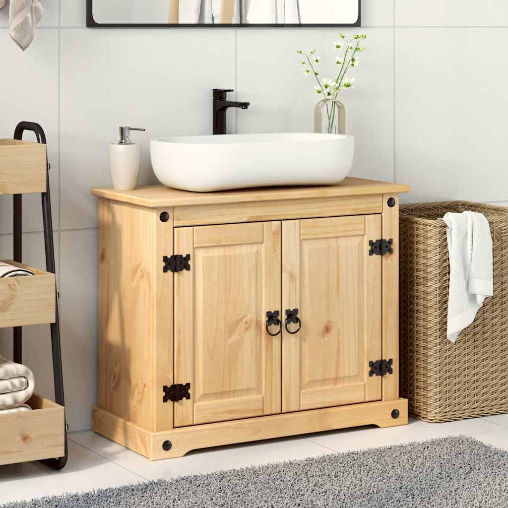 Mobile Lavabo da Bagno Corona 73x33x60cm Legno Massello di Pino | homemem39