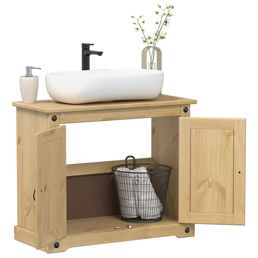 Mobile Lavabo da Bagno Corona 73x33x60cm Legno Massello di Pino | homemem39