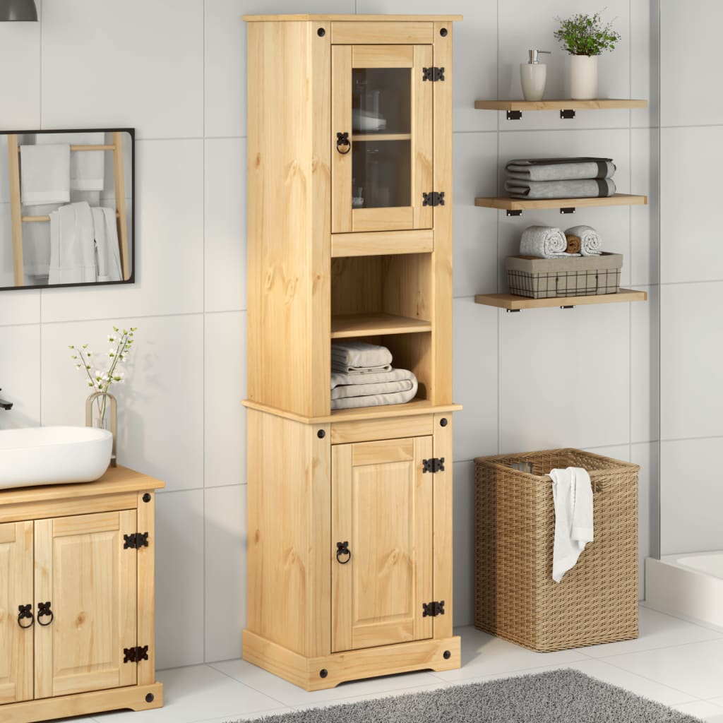 Mobile da Bagno Corona 50x40x185 cm in Legno Massello di Pino | homemem39
