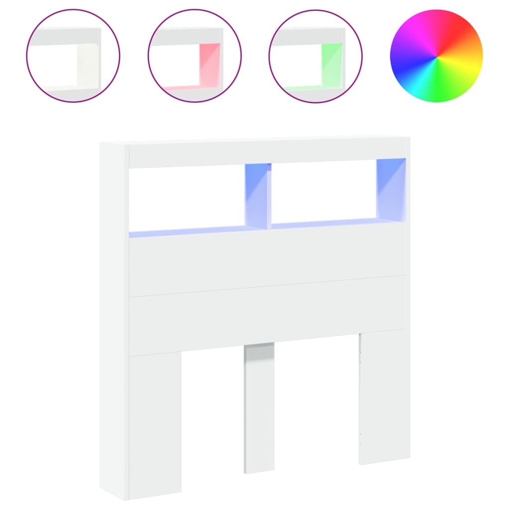 Testiera con Contenitore a LED Bianca 100x17x102 cm - homemem39