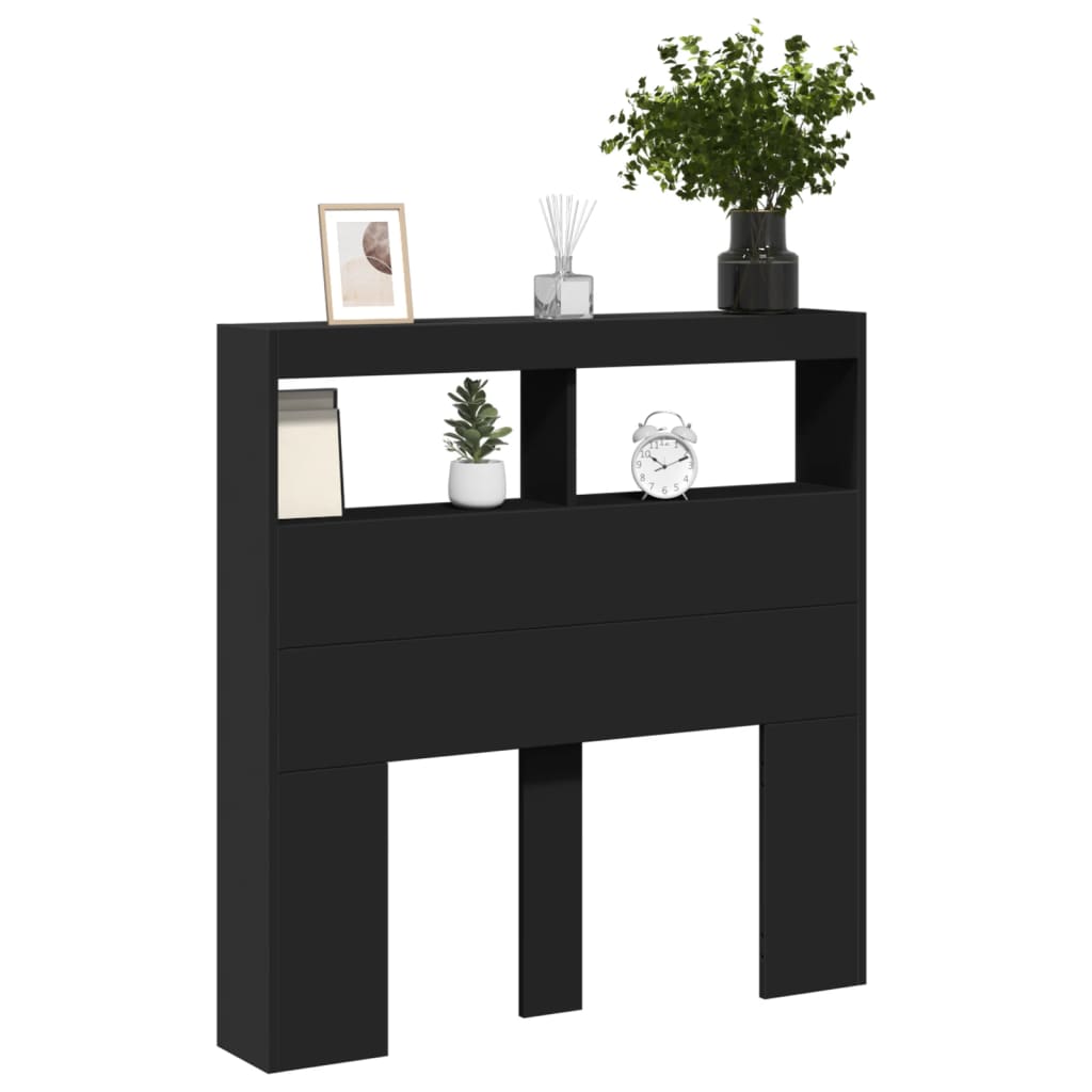 Testiera con Contenitore a LED Nera 100x17x102 cm - homemem39