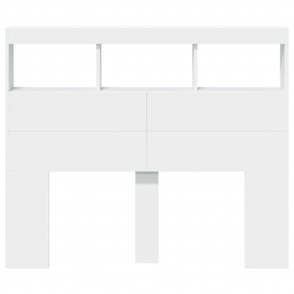 Testiera con Contenitore a LED Bianca 120x17x102 cm - homemem39