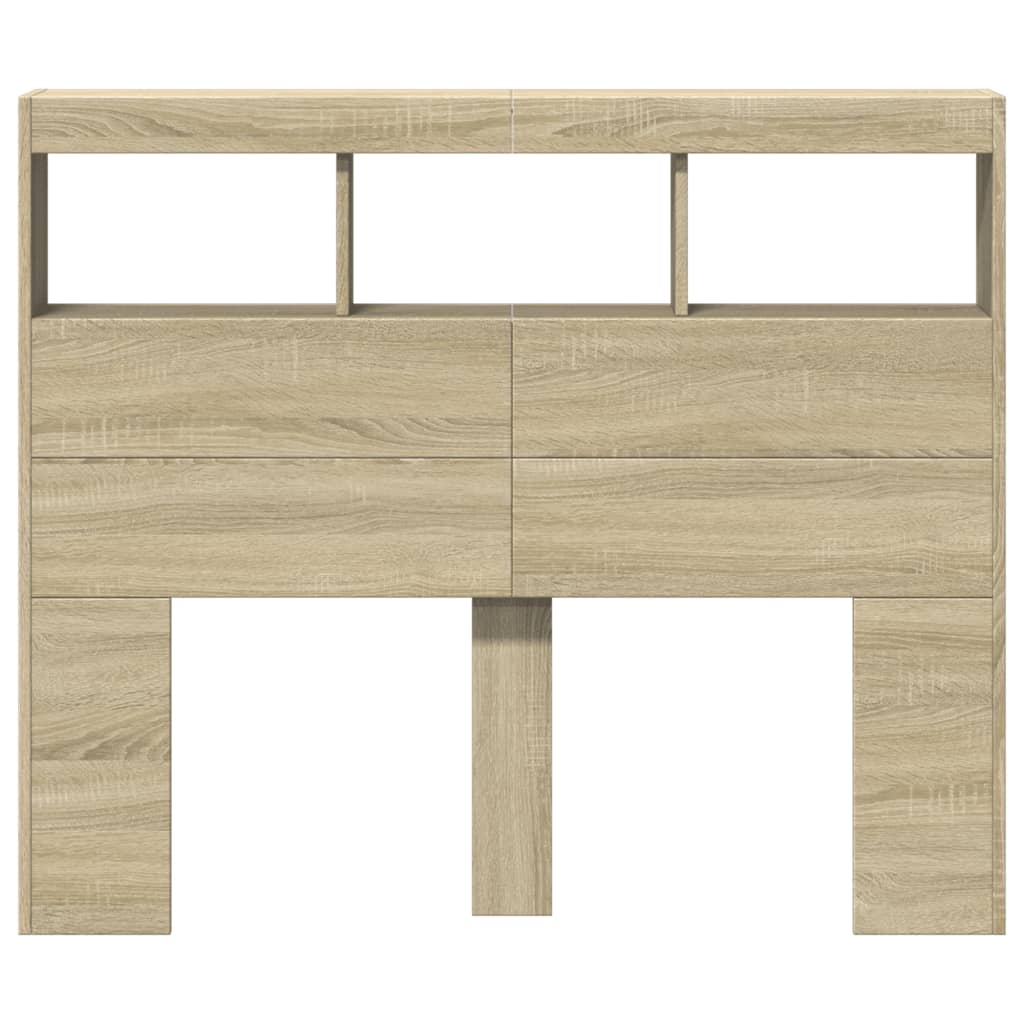 Testiera con Contenitore a LED Rovere Sonoma 120x17x102 cm - homemem39