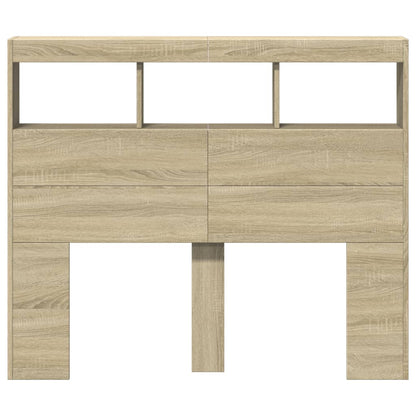 Testiera con Contenitore a LED Rovere Sonoma 120x17x102 cm - homemem39