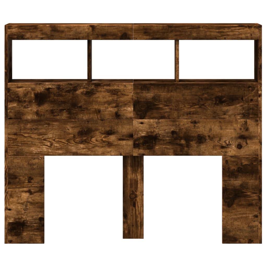 Testiera con Contenitore a LED Rovere Fumo 120x17x102 cm - homemem39