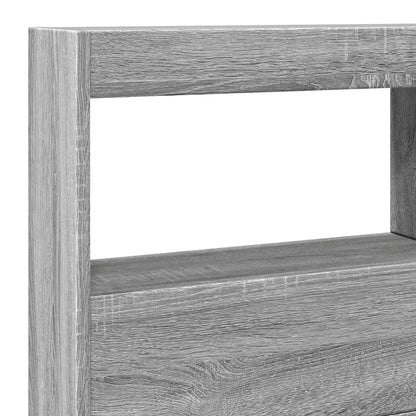 Testiera con Contenitore a LED Grigio Sonoma 140x17x102 cm - homemem39