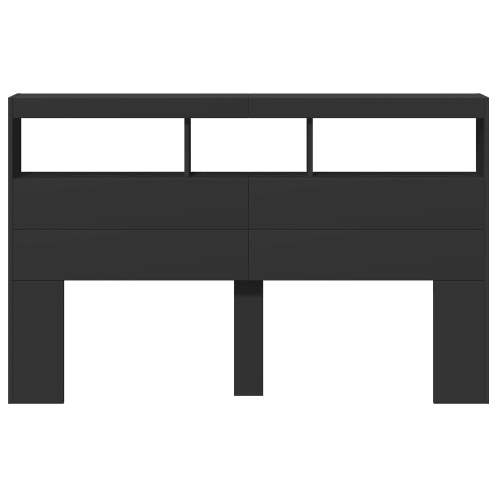 Testiera con Contenitore a LED Nera 160x17x102 cm - homemem39