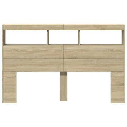 Testiera con Contenitore a LED Rovere Sonoma 160x17x102 cm - homemem39