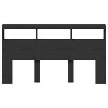 Testiera con Contenitore a LED Nera 180x17x102 cm - homemem39