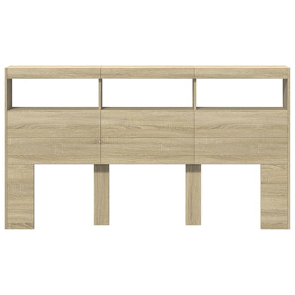 Testiera con Contenitore a LED Rovere Sonoma 180x17x102 cm - homemem39