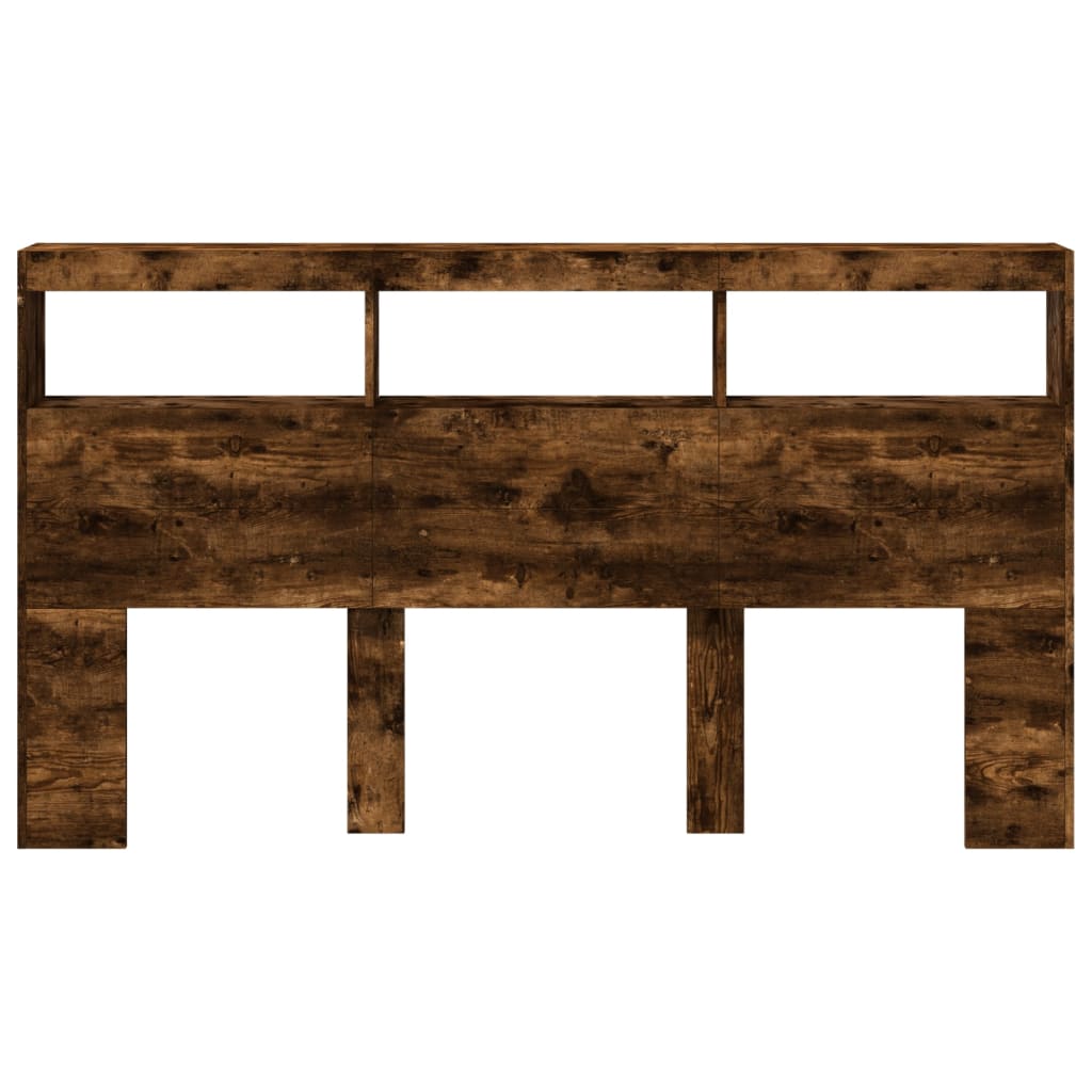 Testiera con Contenitore a LED Rovere Fumo 180x17x102 cm - homemem39