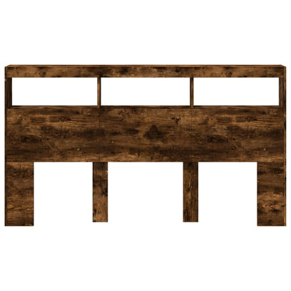 Testiera con Contenitore a LED Rovere Fumo 180x17x102 cm - homemem39