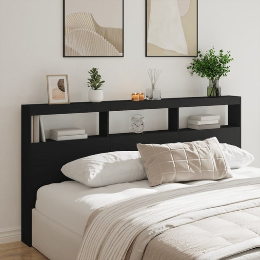 Headboard with Black LED Container 200x17x102 cm