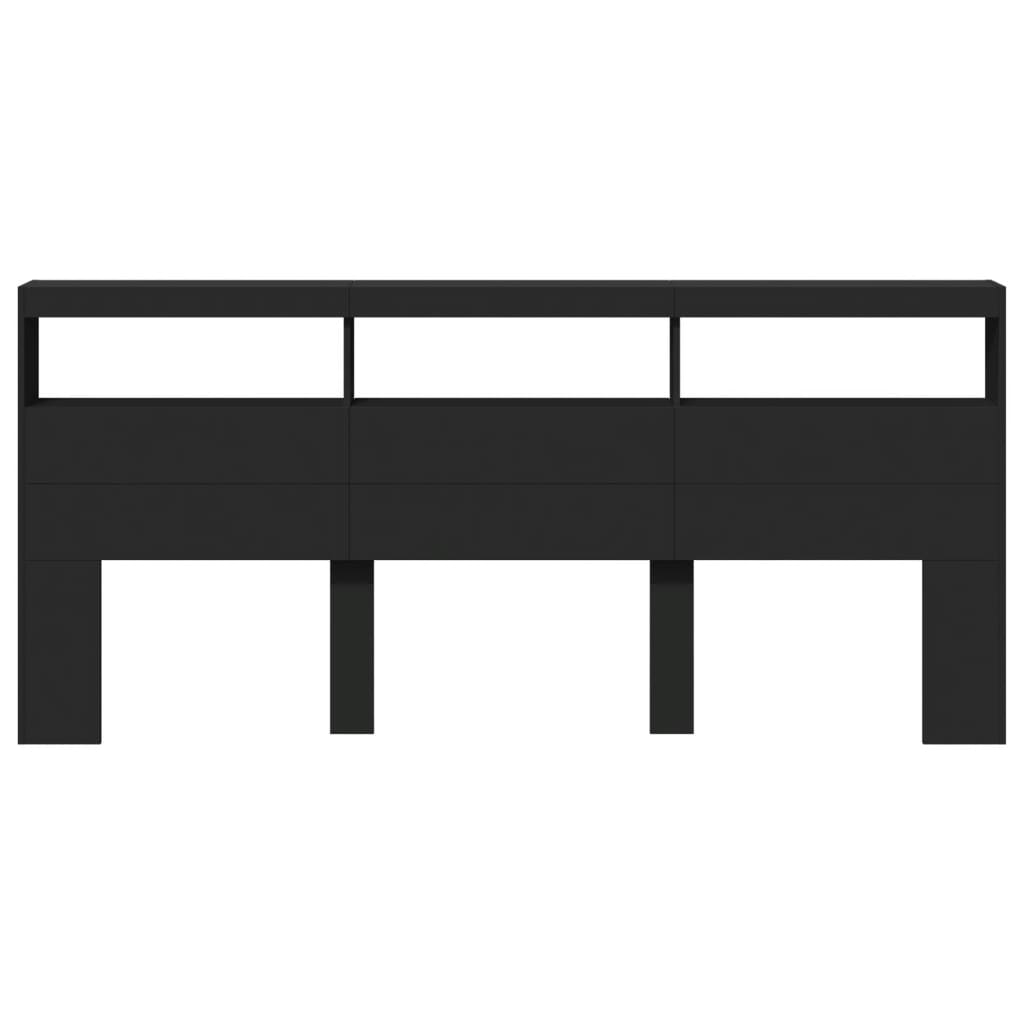 Testiera con Contenitore a LED Nera 220x17x102 cm - homemem39