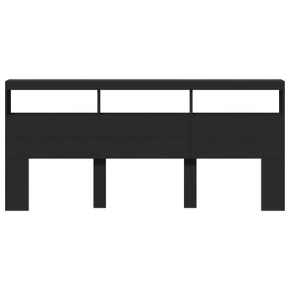 Testiera con Contenitore a LED Nera 220x17x102 cm - homemem39