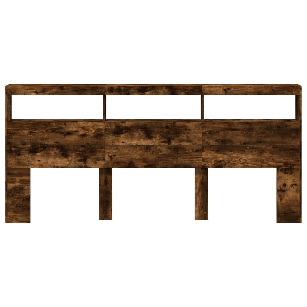 Testiera con Contenitore a LED Rovere Fumo 220x17x102 cm - homemem39