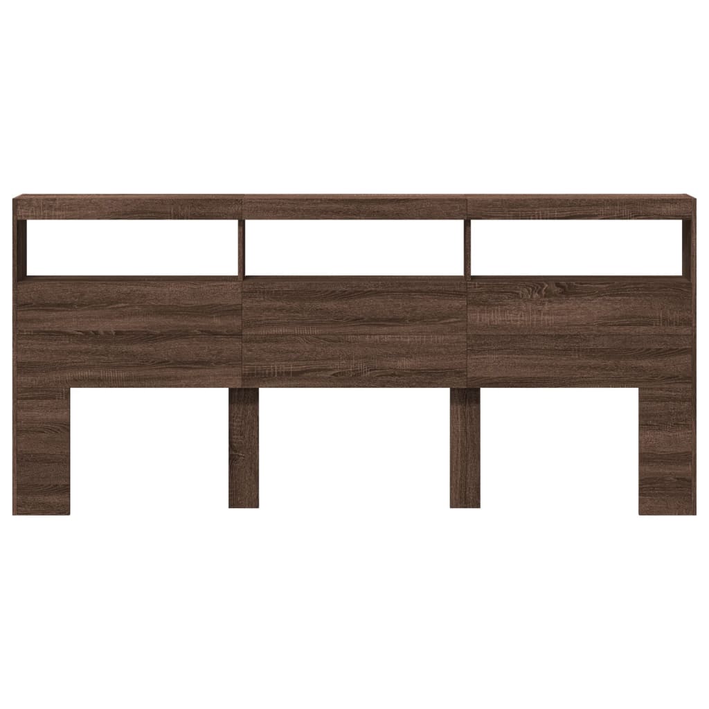 Testiera con Contenitore a LED Rovere Marrone 220x17x102 cm - homemem39