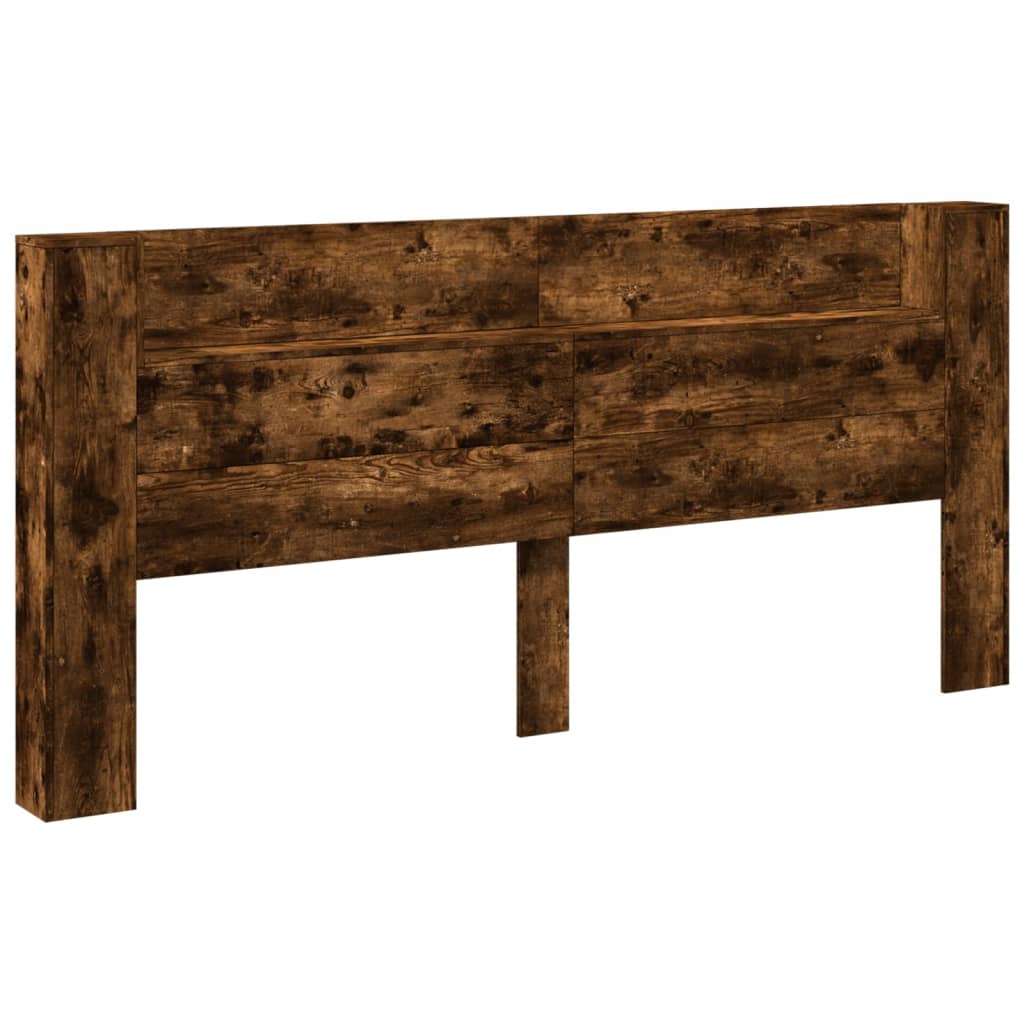 Testiera con Contenitore a LED Rovere Fumo 220x16,5x103,5 cm - homemem39