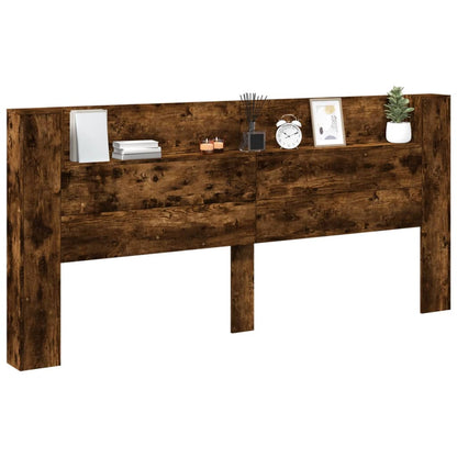 Testiera con Contenitore a LED Rovere Fumo 220x16,5x103,5 cm - homemem39