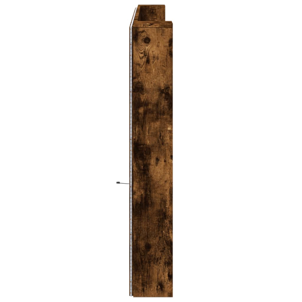 Testiera con Contenitore a LED Rovere Fumo 220x16,5x103,5 cm - homemem39