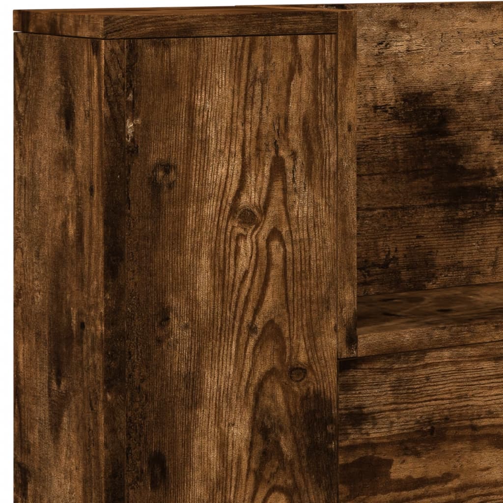 Testiera con Contenitore a LED Rovere Fumo 220x16,5x103,5 cm - homemem39